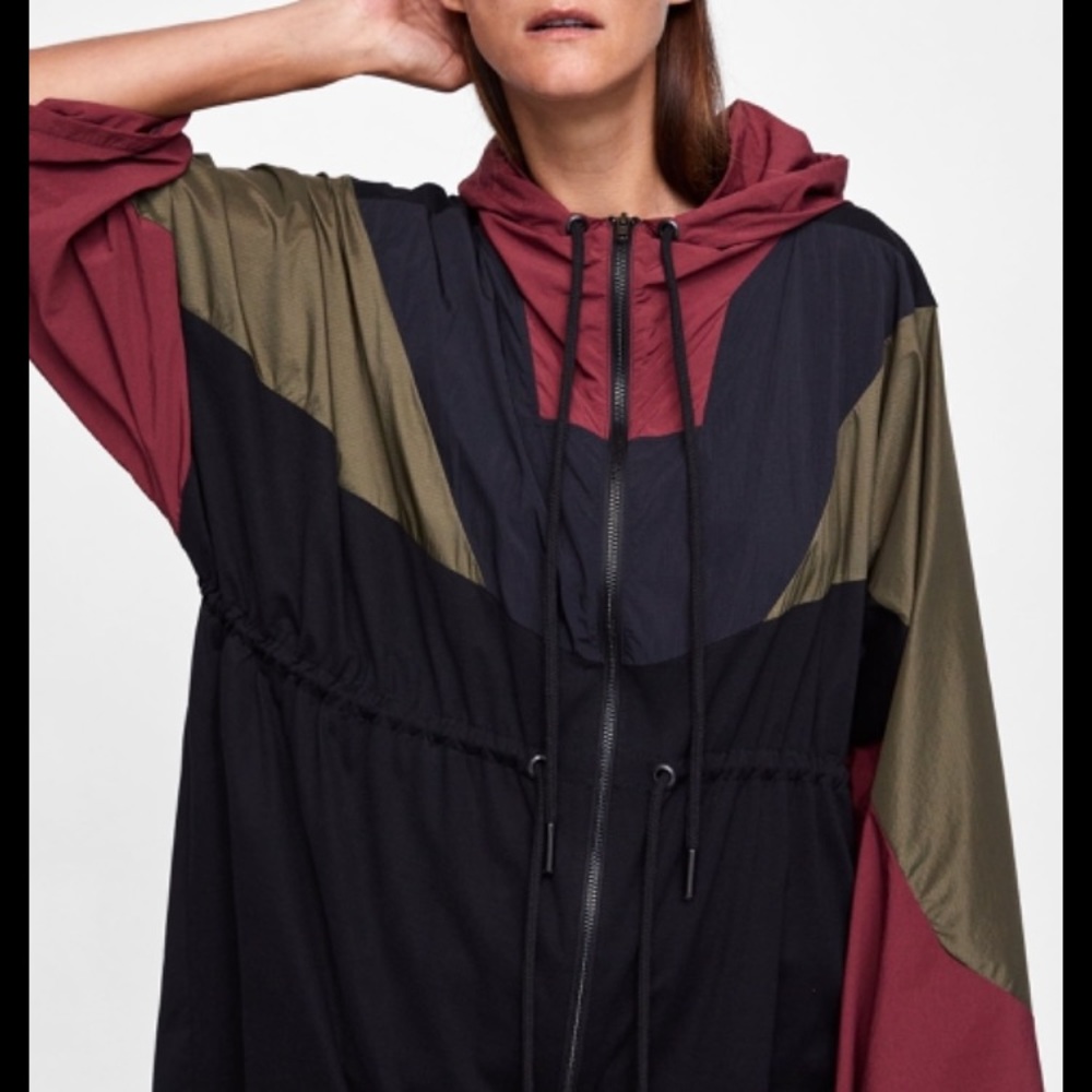 Zara color block rain coat
